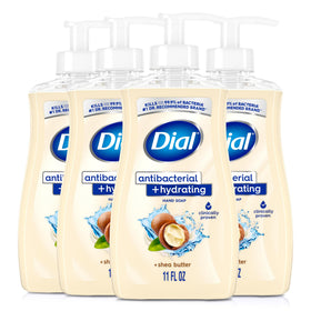 Dial front packaging showing 11oz bottle and pump, promotes hygienic convenience