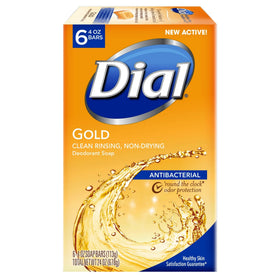 Dial Gold front packaging showing six individually wrapped 4 oz bars for convenience