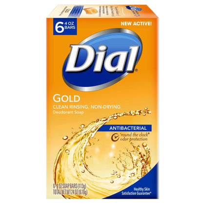 Dial Gold front packaging showing six individually wrapped 4 oz bars for convenience