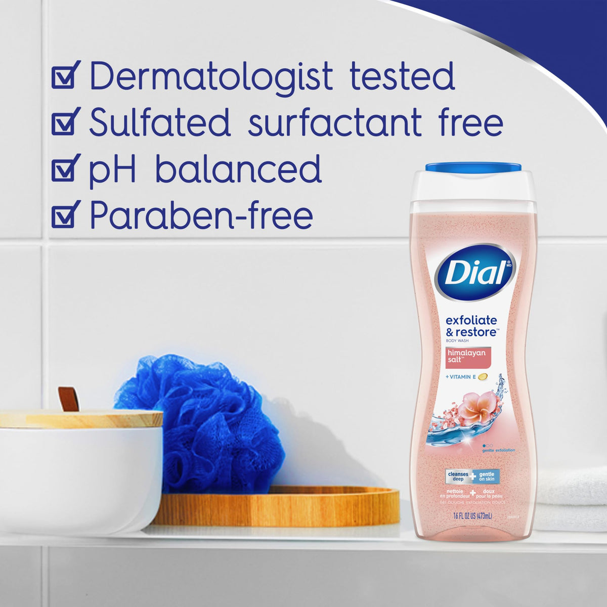 Dial pump dispensing body wash for easy controlled use and reduced waste