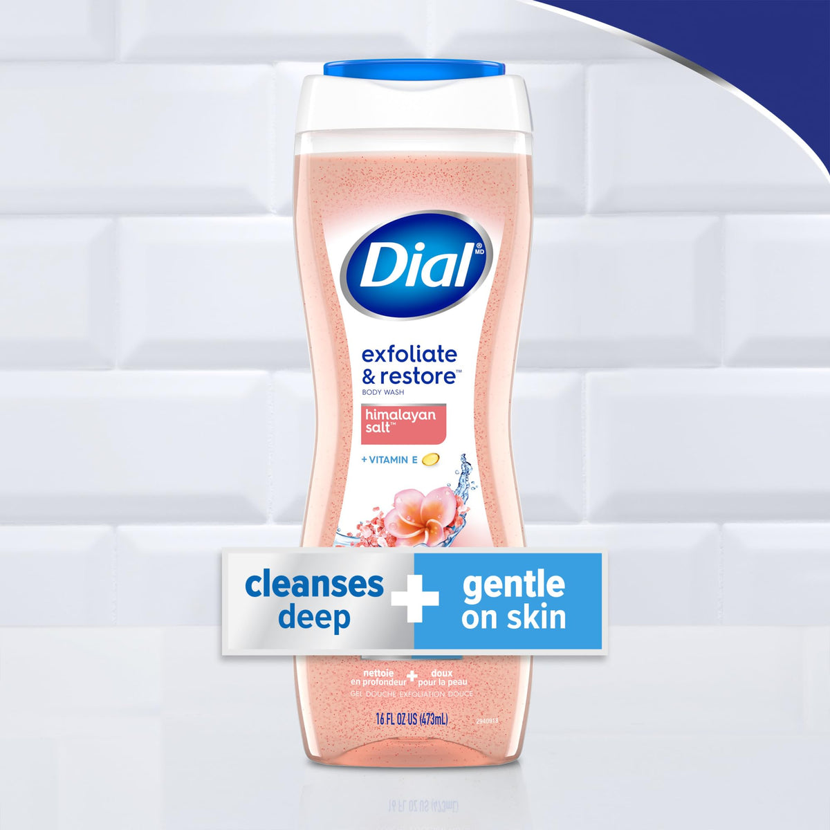 Dial close-up of fine Himalayan salt texture for gentle exfoliation benefits