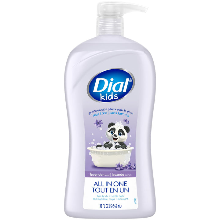 Dial kids bottle front packaging showing lavender scent and child-friendly design benefit: easy selection