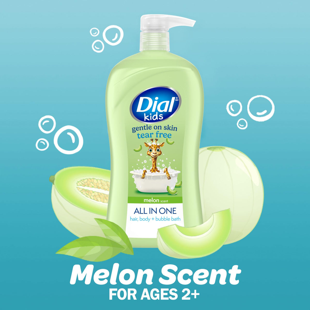 Back of Dial bottle highlighting recycled-plastic label and eco-friendly packaging benefit