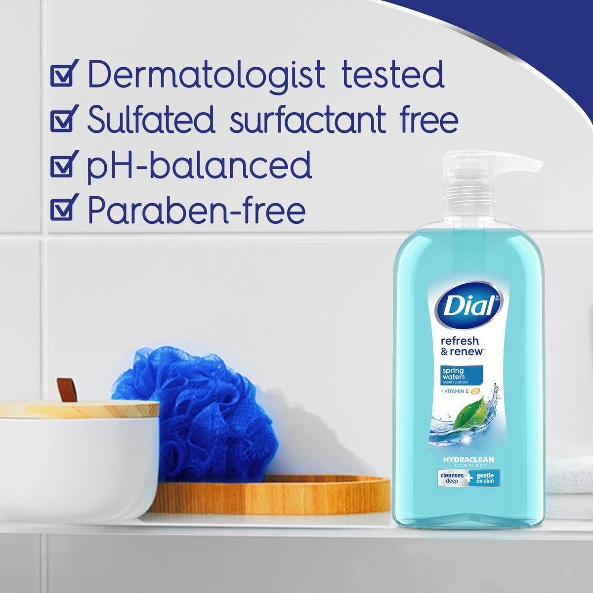 Dial label close-up highlighting HYDRACLEAN COMPLEX and Vitamin E benefits