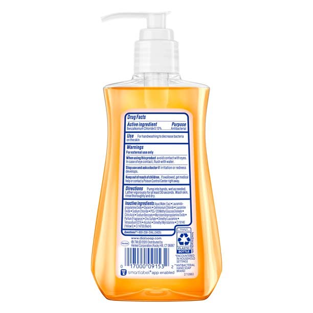 Dial label close-up highlighting triclosan active ingredient and ingredient transparency benefit