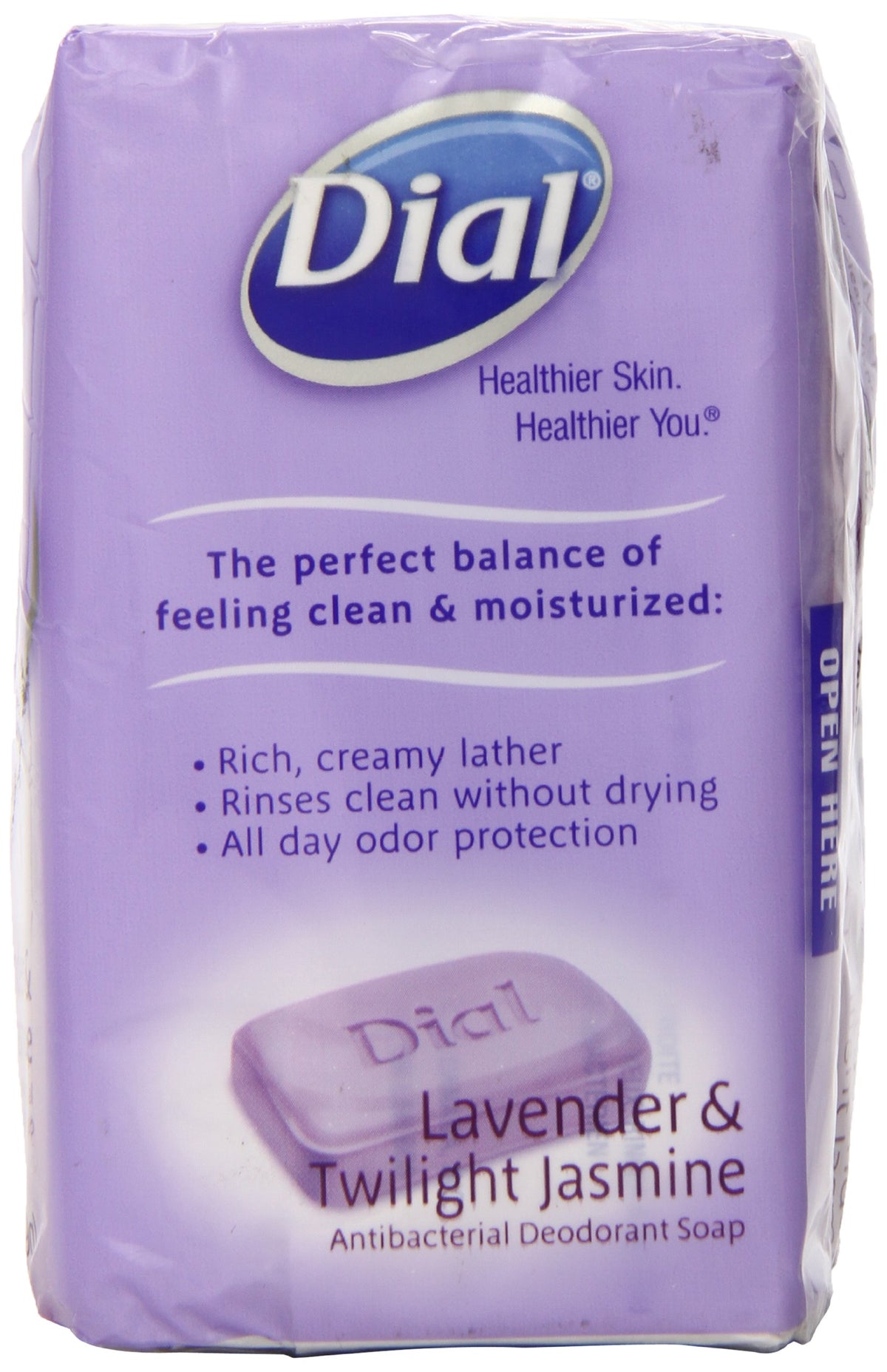 Dial close-up lather on bar highlighting moisturizing foam and clean rinse benefit