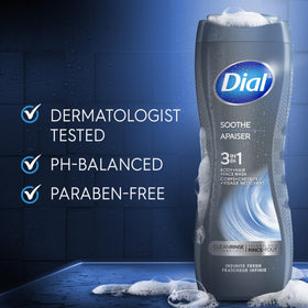 Dial Men bottle highlighting 50% post-consumer recycled plastic logo