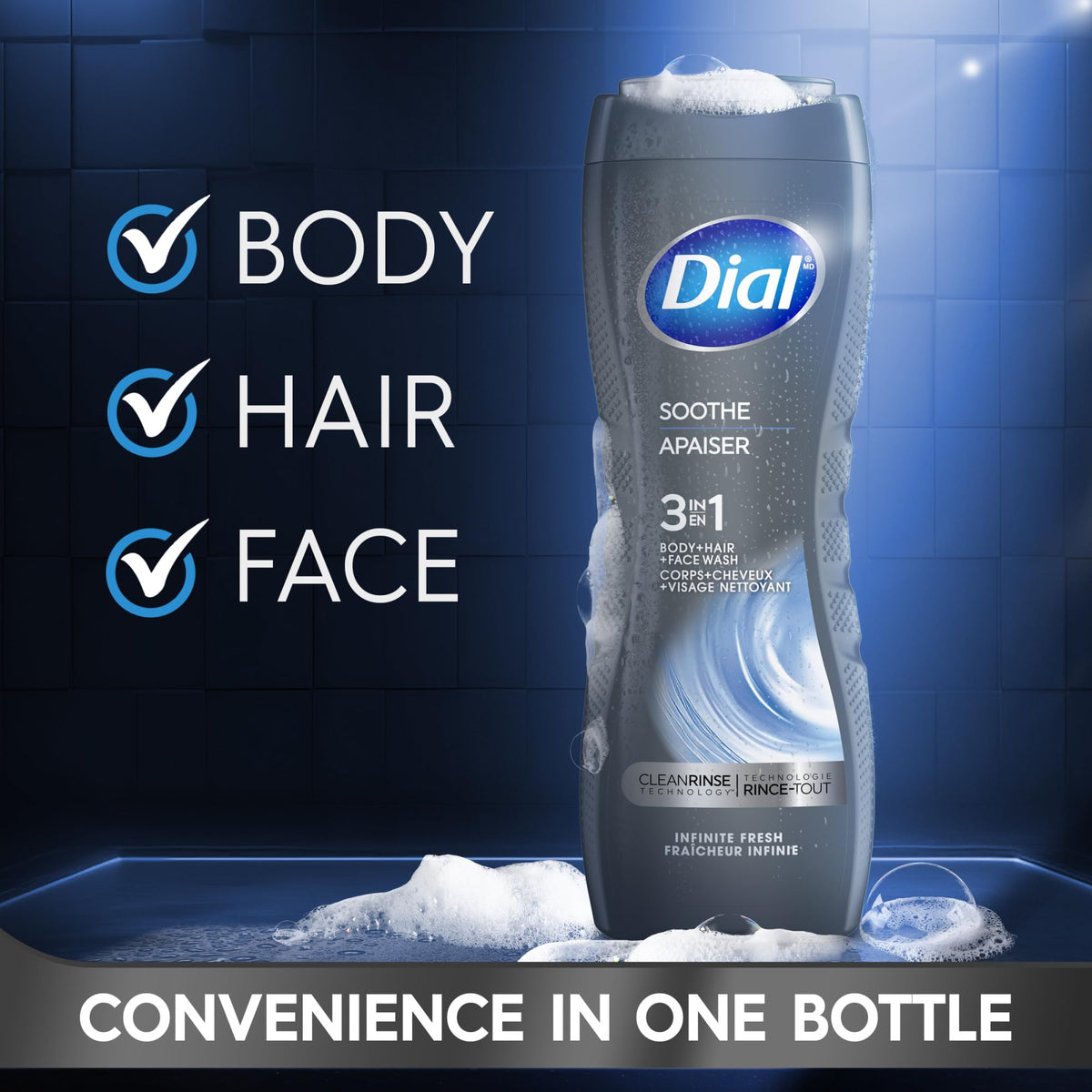 Dial Men creamy lather close-up that cleans deeply without drying