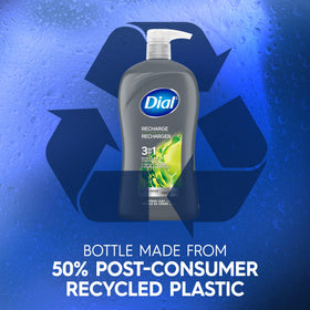 Dial bottle on bathroom shelf styled with towel showing everyday grooming convenience benefit