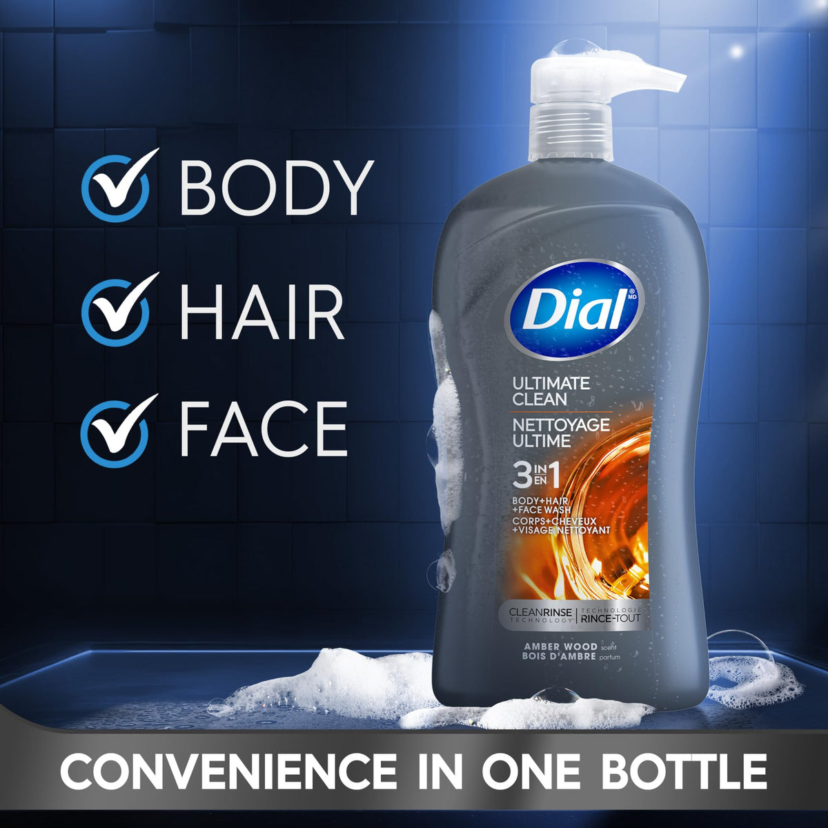 Dial rich creamy lather close-up illustrating deep-cleaning foam