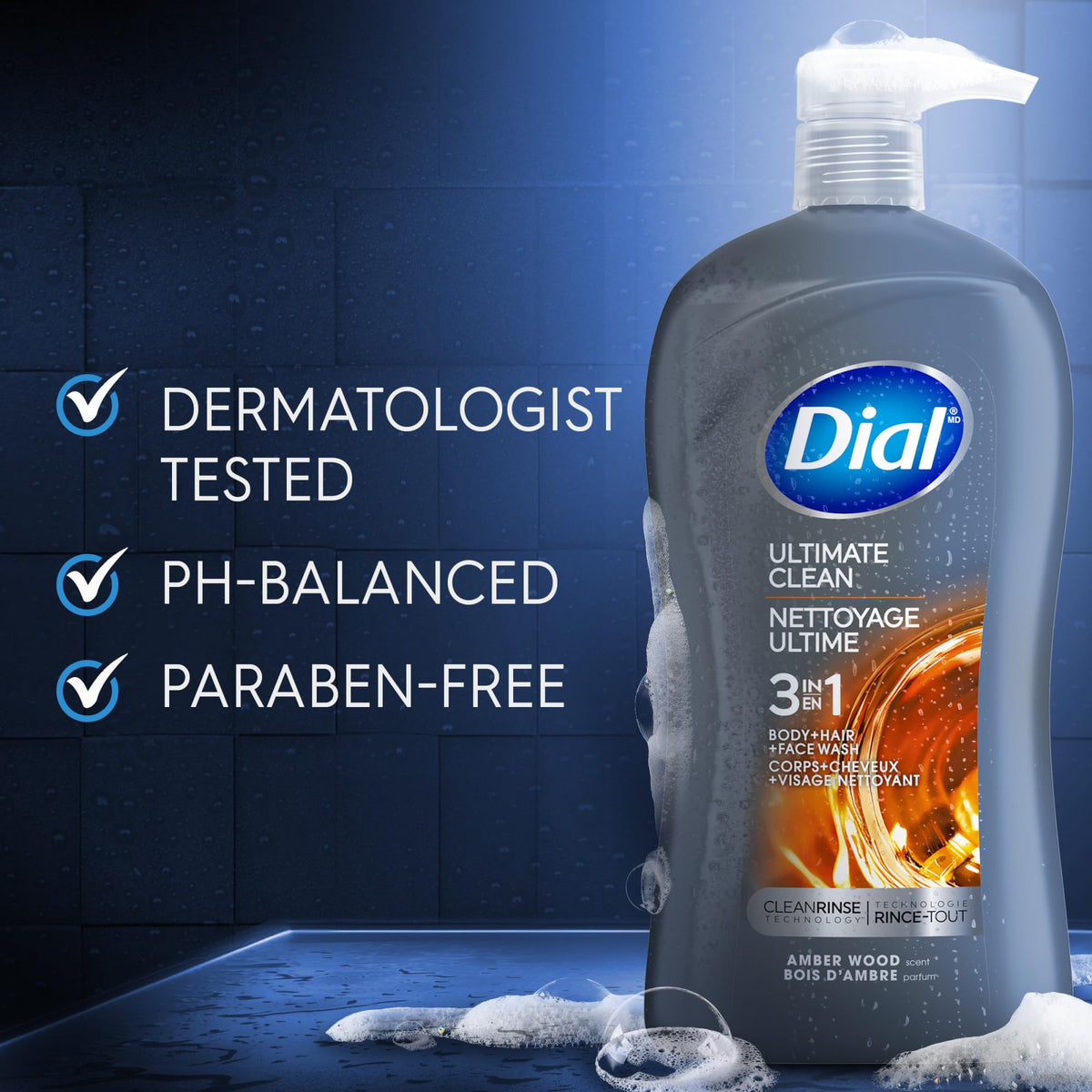 Scalp and hair foam from Dial showing gentle cleansing action