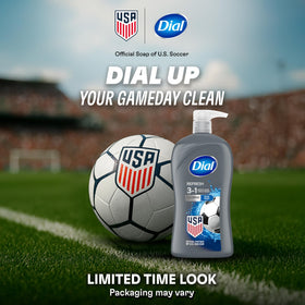 Dial Men Hydro Fresh back label with ingredients and usage directions visible