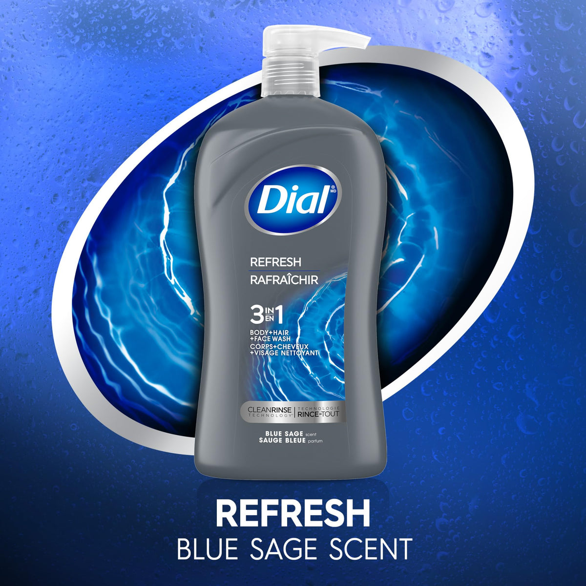 Dial Men Hydro Fresh texture massaged into hair showcasing scalp cleansing