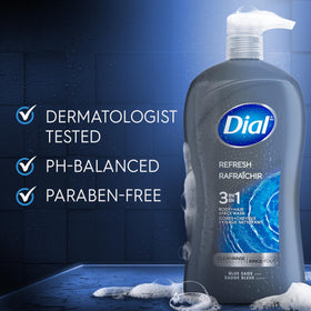Dial Men Hydro Fresh being dispensed into hands for quick, effective cleansing