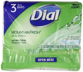 Dial mountain fresh soap bar close-up showing texture and clean finish