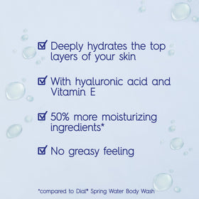 Dial pump dispensing body wash into hand for easy everyday use