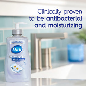 Dial pump and label detail highlighting antibacterial claim and hydration