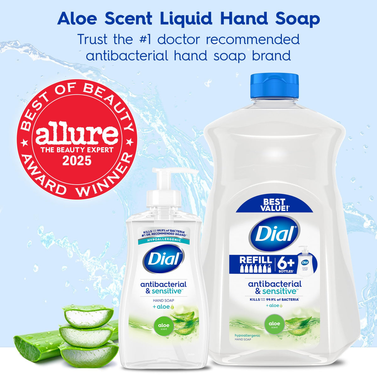 Dial pump dispensing creamy lather for effective gentle cleansing