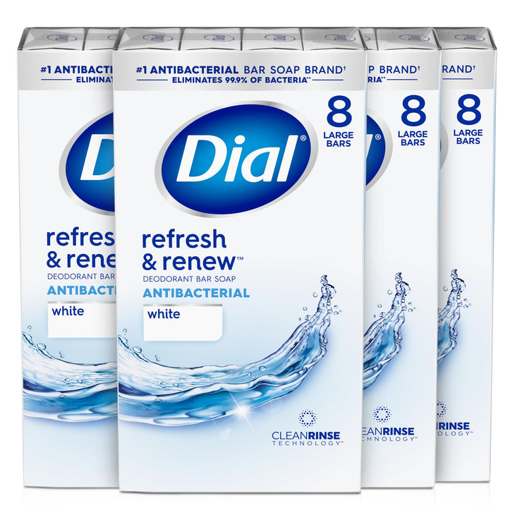 Dial front packaging showing 32 bars and clean presentation benefit
