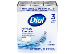 Dial single unwrapped white bar highlighting smooth texture and gentle cleanse
