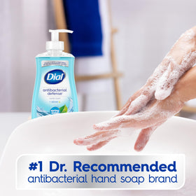 Dial bottle label detail emphasizing ingredients and antibacterial benefit