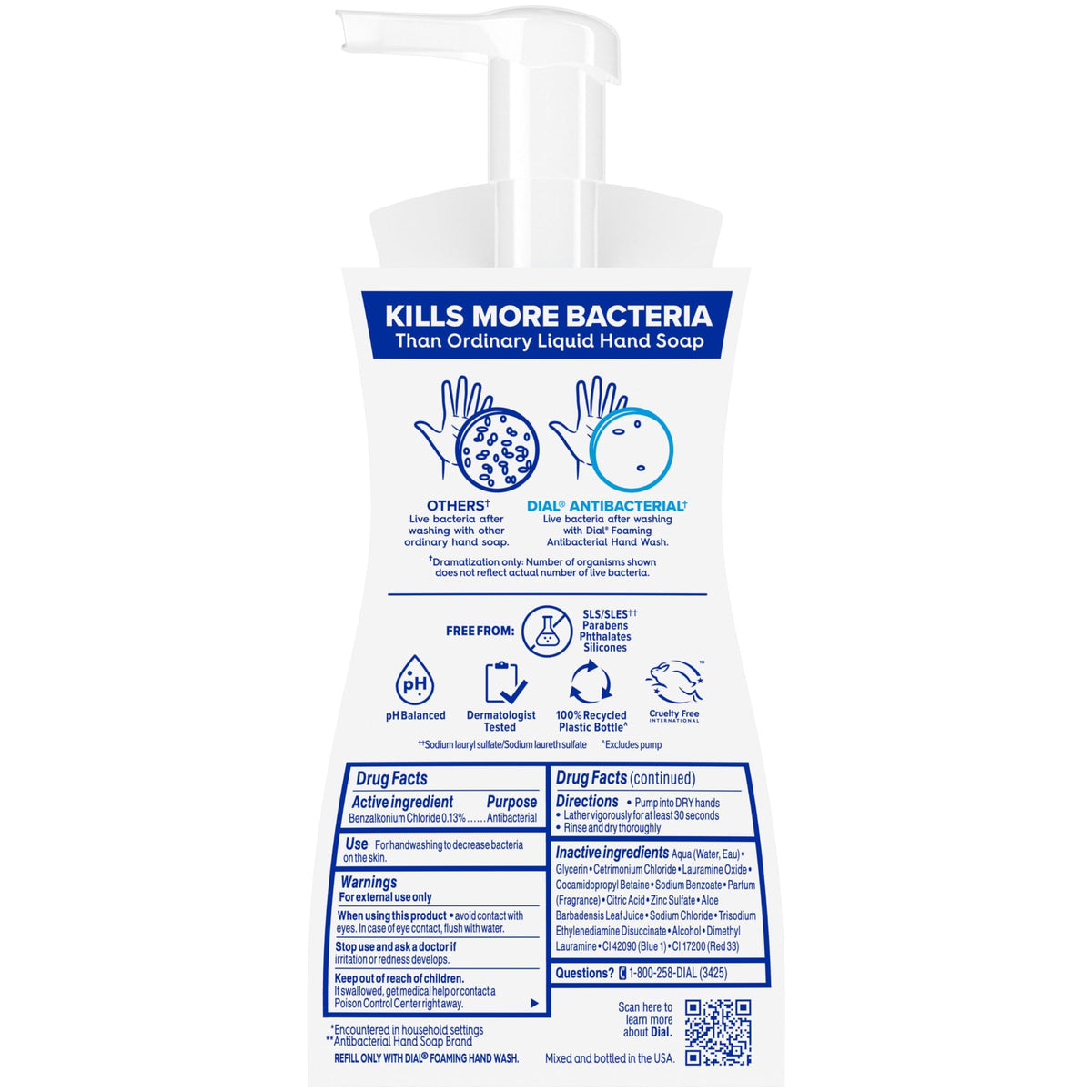 Dial foam on hands demonstrating cleansing action and soft skin benefit