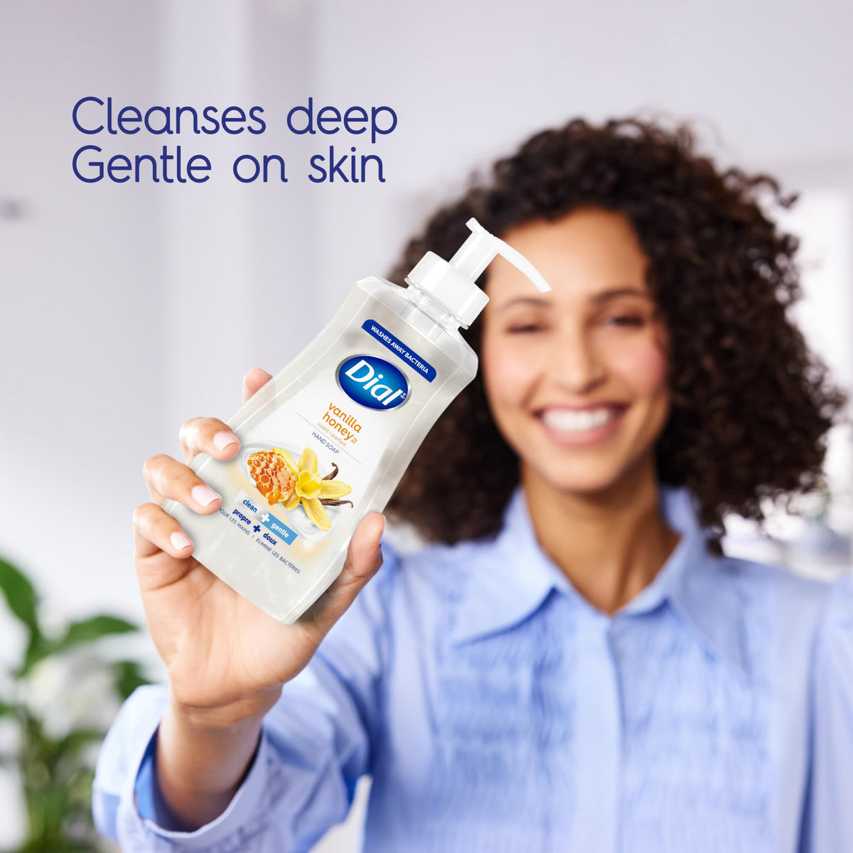 Dial vanilla honey label closeup highlighting ingredients and gentle claim