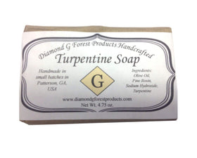 Diamond G Forest Products turpentine soap front packaging showing natural pine benefit