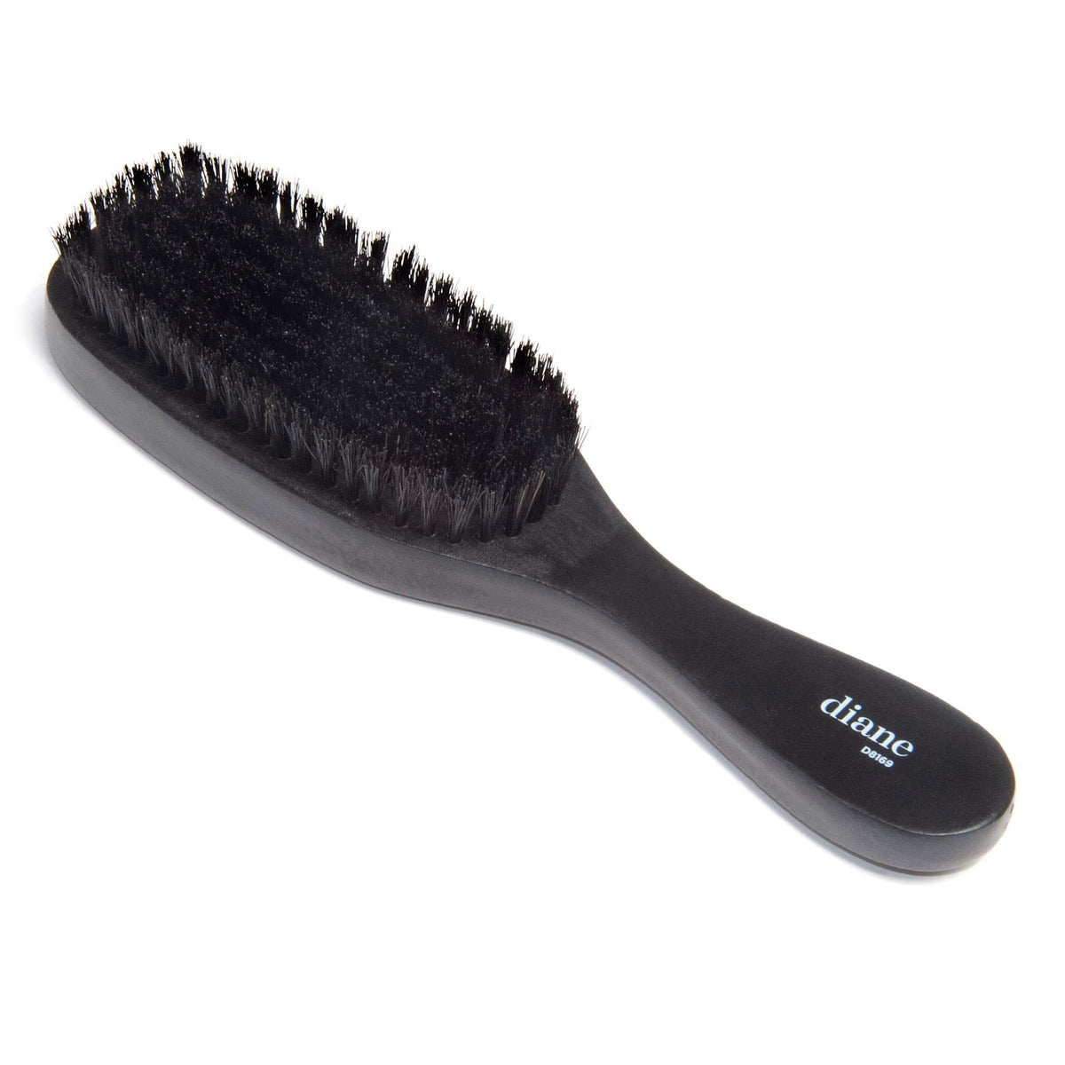 Diane front view showing 7 rows of boar bristles and wood handle for even wave shaping