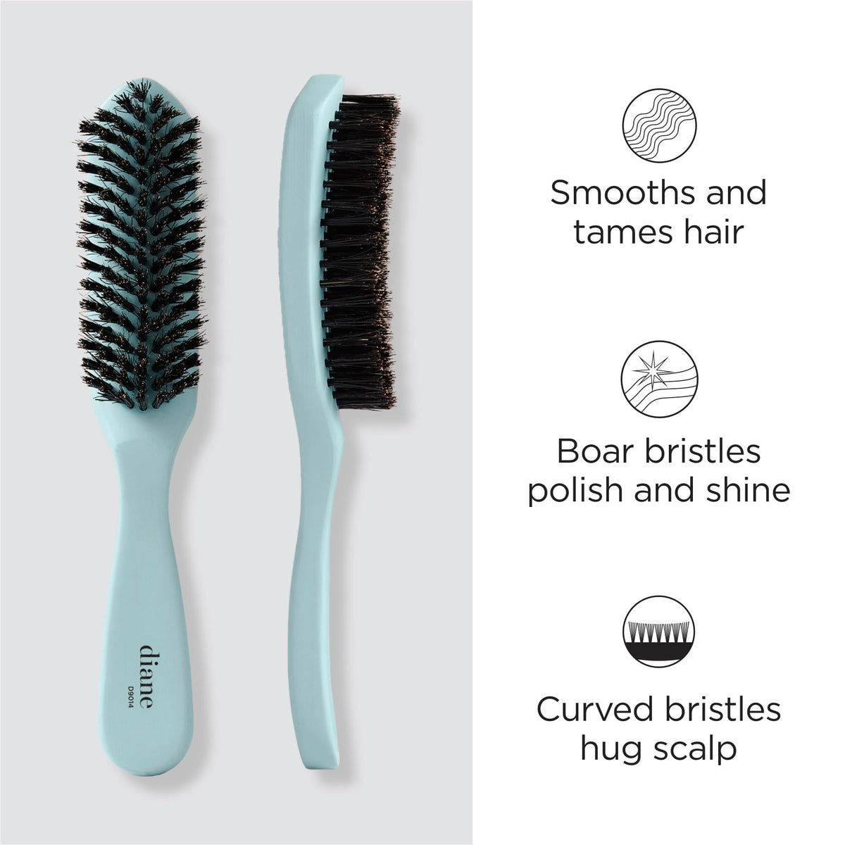 Diane closeup of mixed boar and nylon bristles for reduced frizz benefit