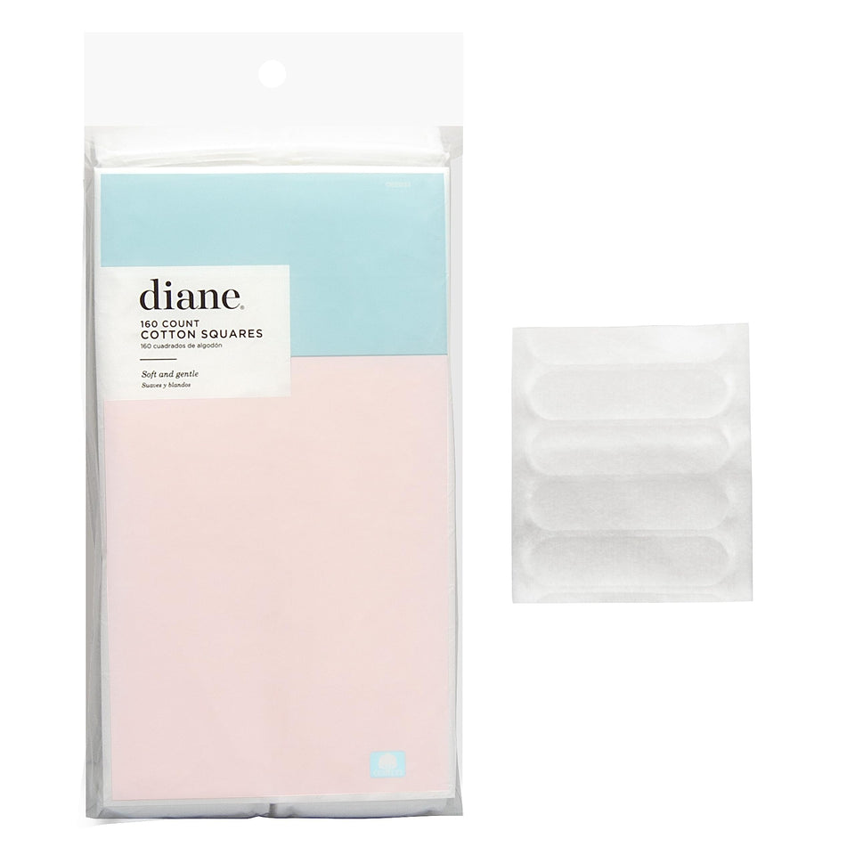 Diane front packaging shows 160-count cotton squares and resealable bag benefit