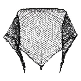 Diane hair net front view showing triangle shape and ties, secures large rollers