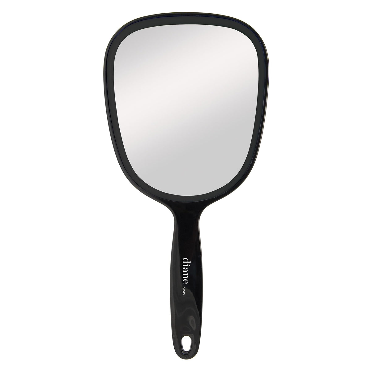 Diane front view of handheld mirror showing full oval face and handle, useful for grooming
