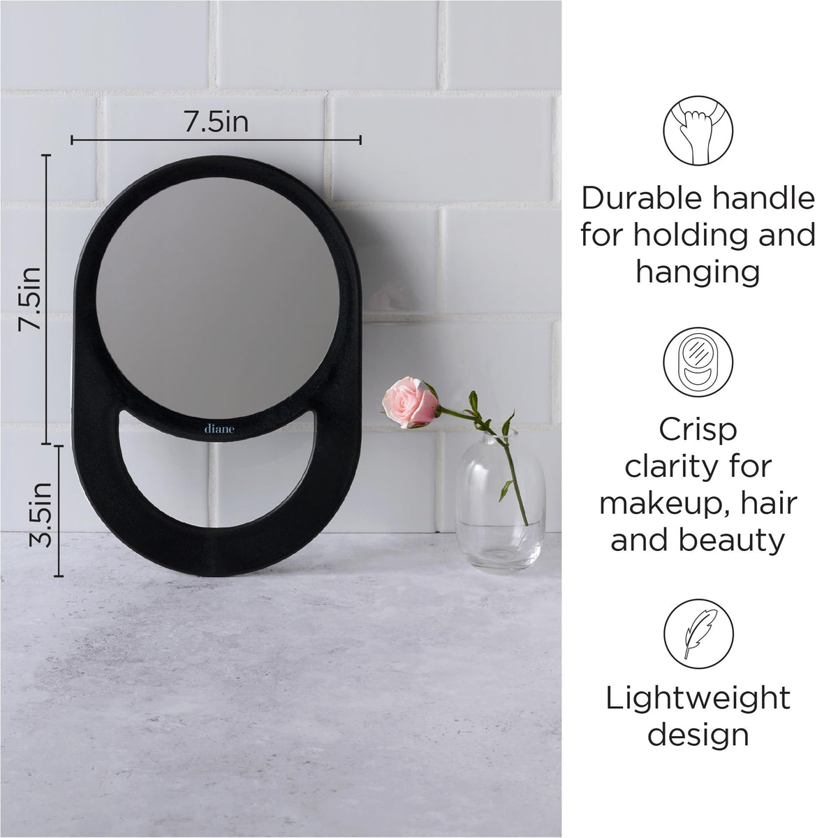 Diane close-up of handle grip and hanging hole for comfort and storage benefit