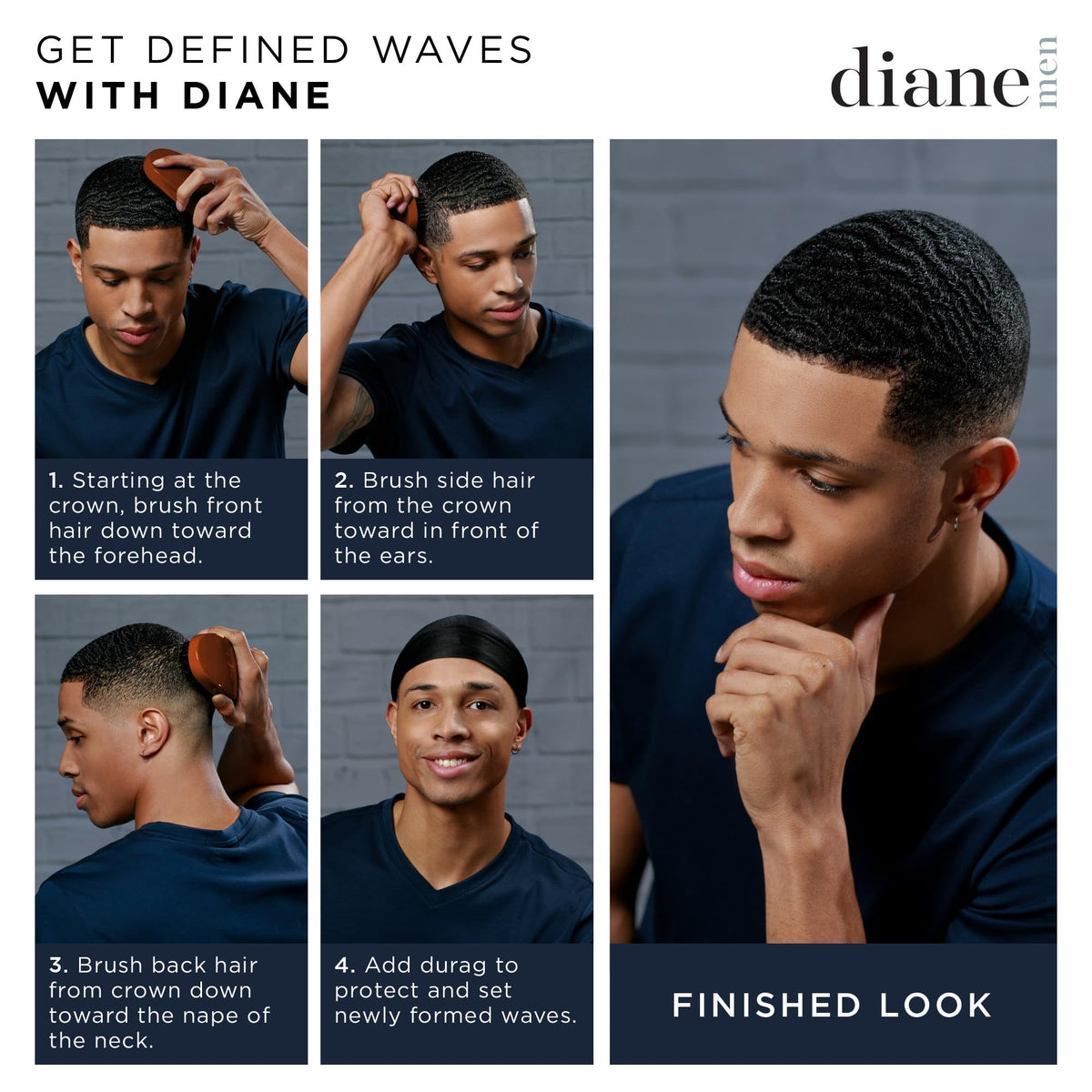 Diane brush held in hand to show size and ergonomic comfort for daily grooming