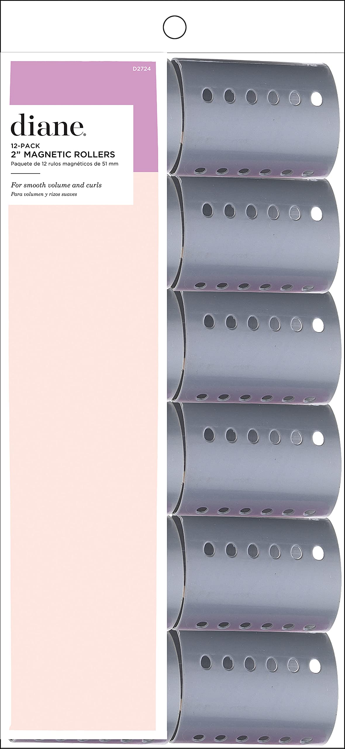 Diane magnetic roller grey front packaging shows 12-piece set for volumizing styling