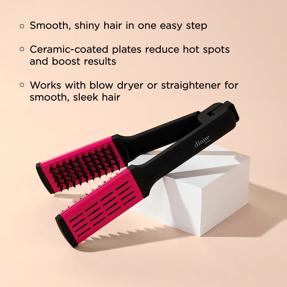 Diane firm nylon bristles detail detangling hair while smoothing for reduced frizz
