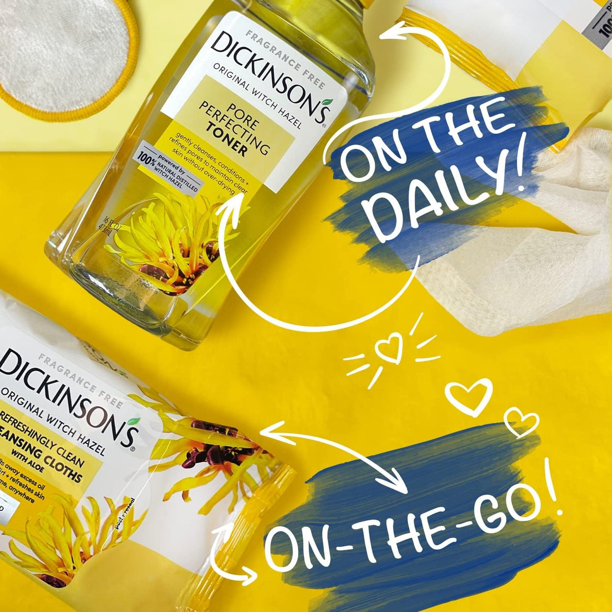 Dickinson's wipe in hand removing makeup for quick refresh