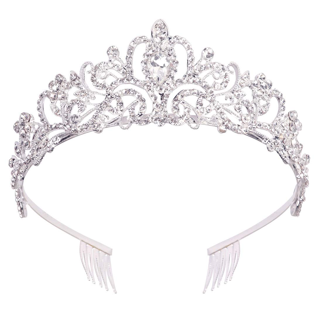 Didder front view of silver tiara headband showing full sparkle and shape for elegant looks