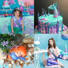 Didder party table styled with crown and sash to show cohesive mermaid theme