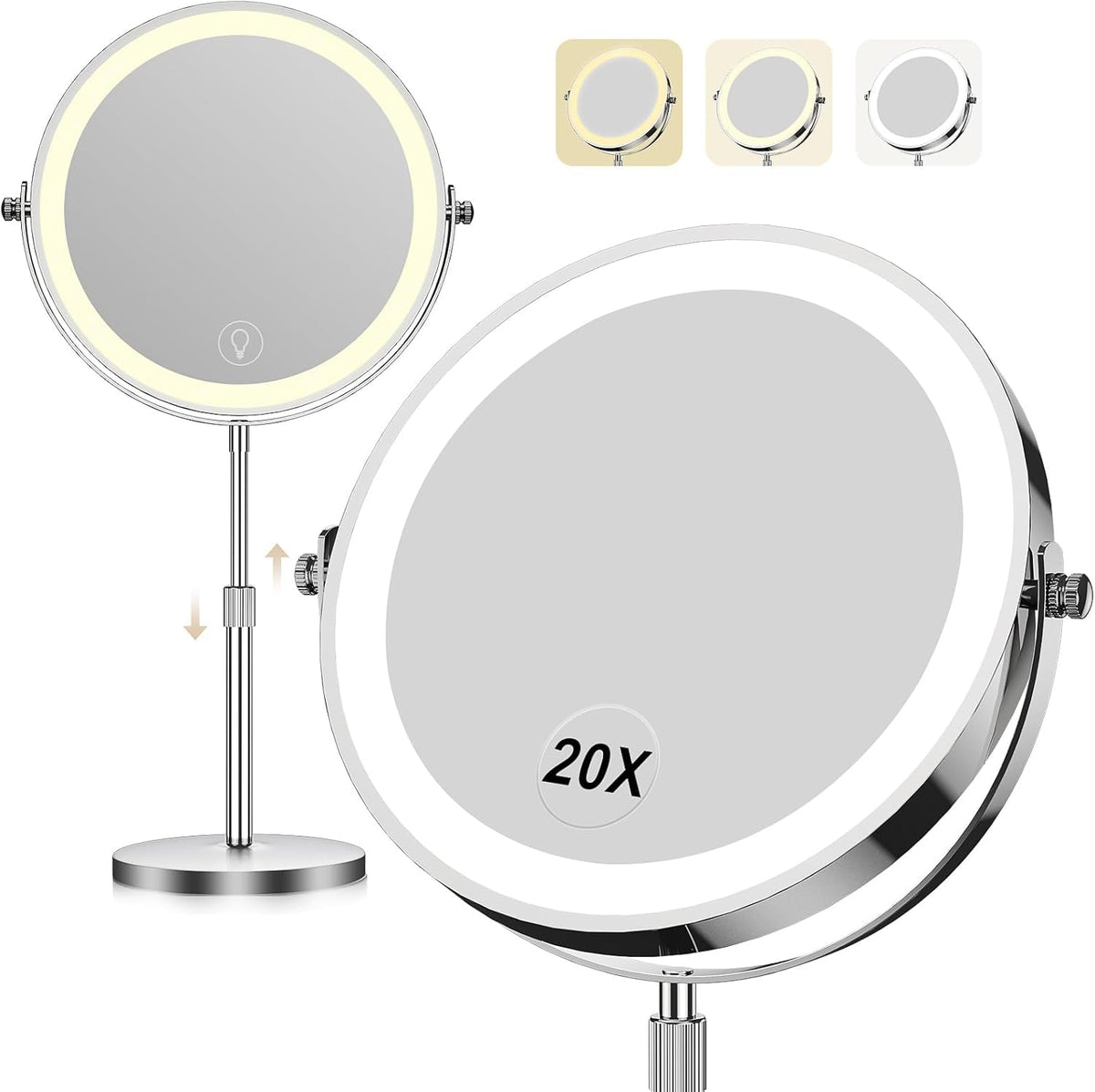 Dienmern front view of lighted mirror showing even illumination benefit