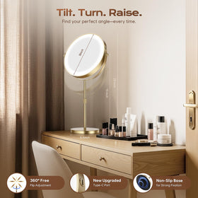 Dienmern mirror in use during makeup application illustrating natural-light preview benefit