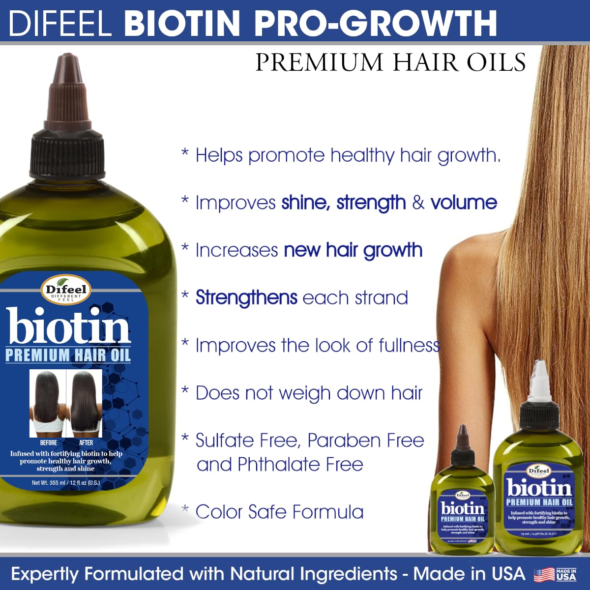 Difeel being applied to damp hair to detangle and smooth strands benefit