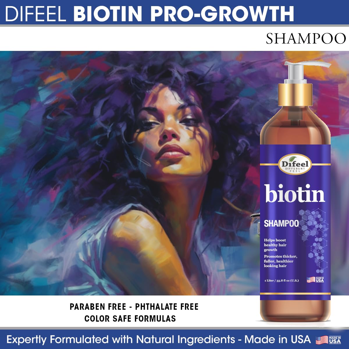 Difeel hands massaging shampoo into scalp to improve manageability