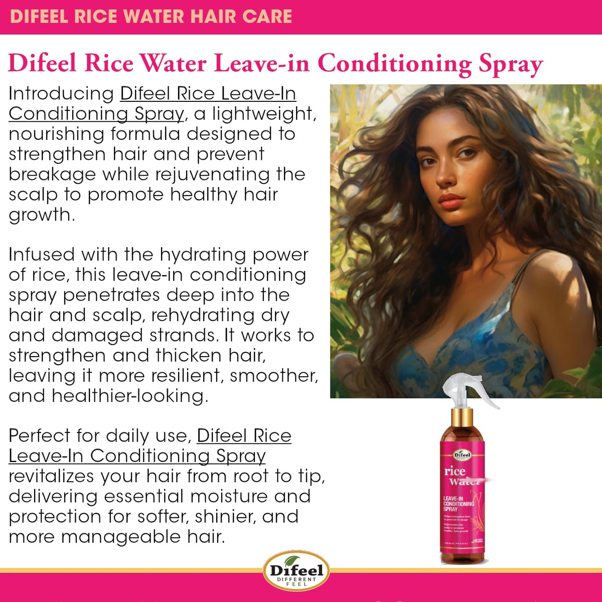 Difeel label closeup highlighting rice protein benefit