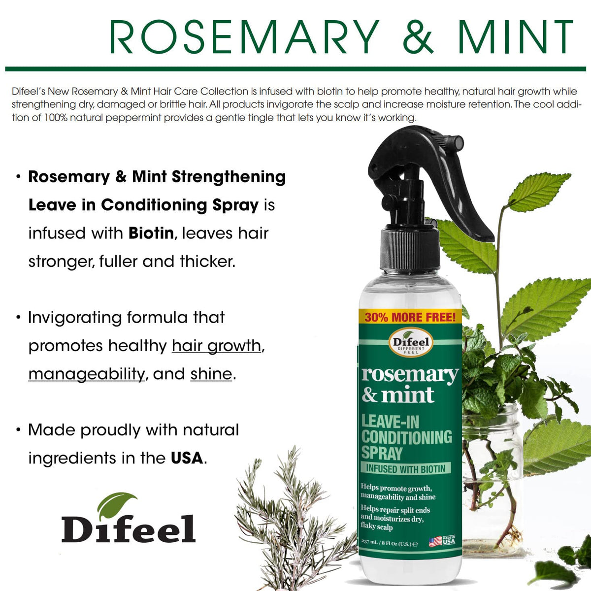 Difeel spray mist action closeup demonstrating even lightweight distribution