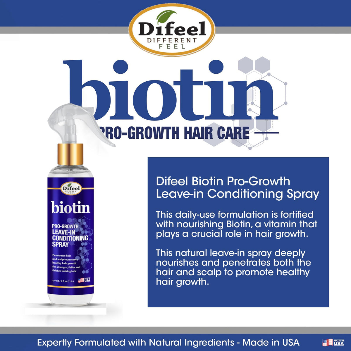 Difeel texture shot of hair application for smoother detangling benefit