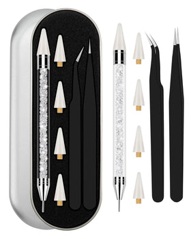 Difenni front packaging showing complete rhinestone tool kit and travel case benefits