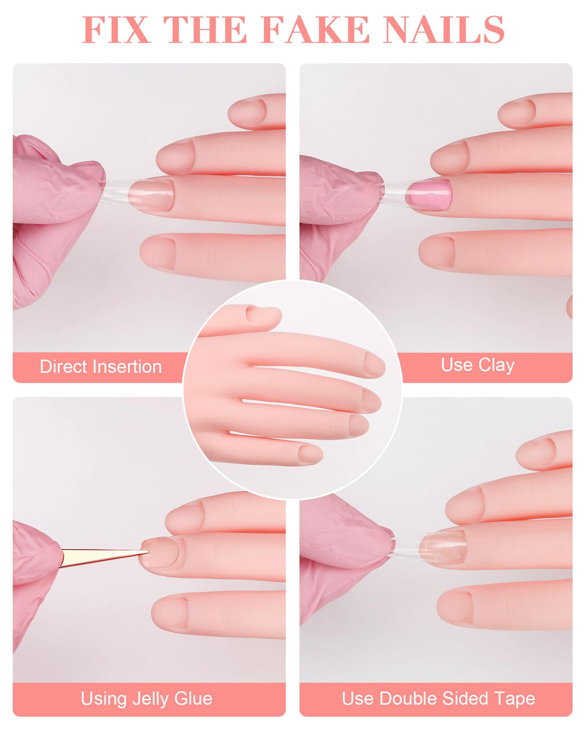 Difenni detail of a practice nail tip inserted demonstrating secure tip placement