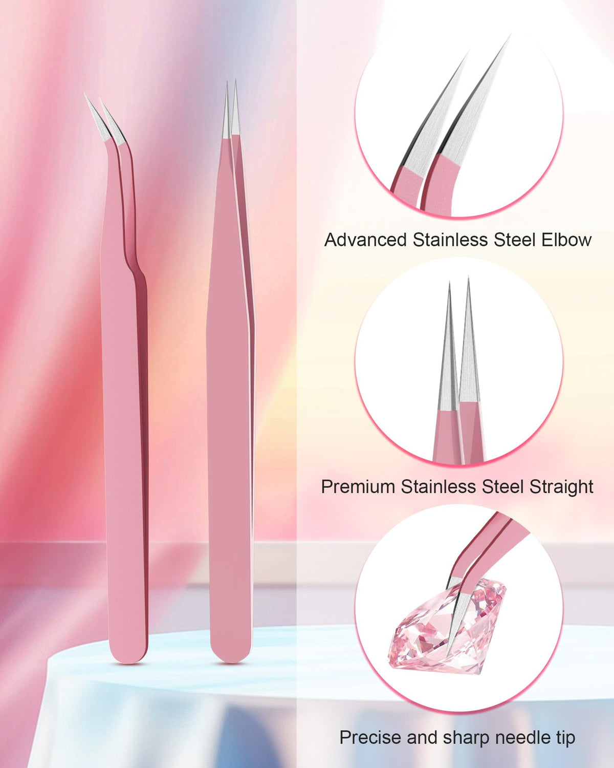 Difenni tweezer pair beside metal box for protected organized storage